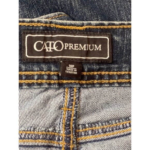CATO PREMIUM Women's Denim Jeans Size 10 Petite Mid-Rise Boot Cut Deco Pockets - Picture 8 of 15